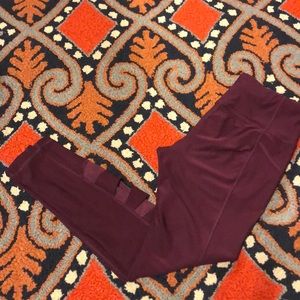 Purple Athletic Leggings with sheer inserts